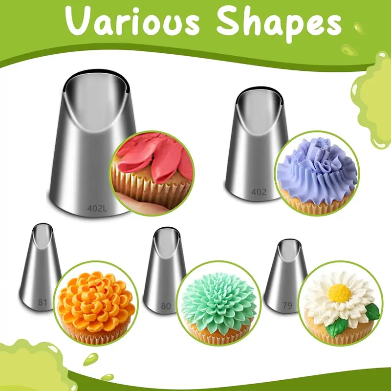 Decorating Tip Set - Juego de 5 boquillas de acero