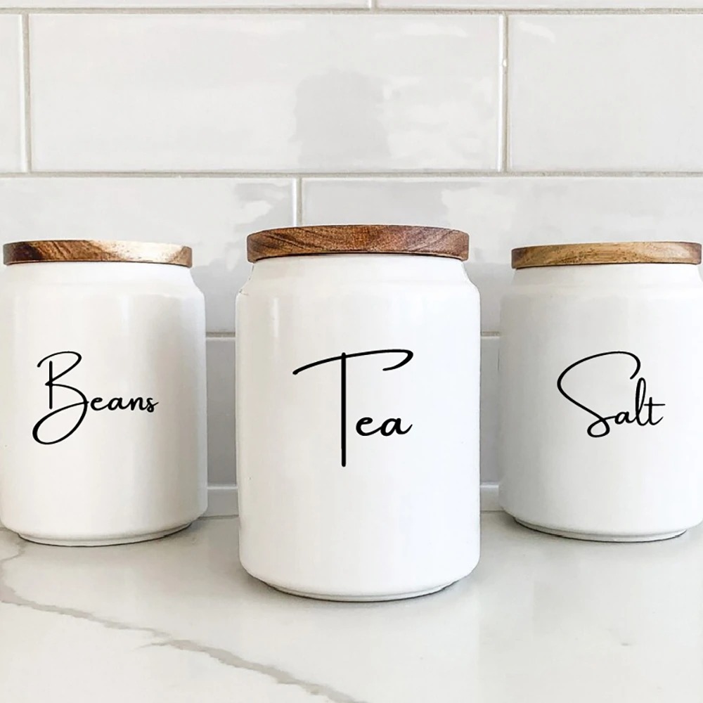 Kitchen Baking Canisters - Etiquetas Adhesivas Impermeables para Frascos de