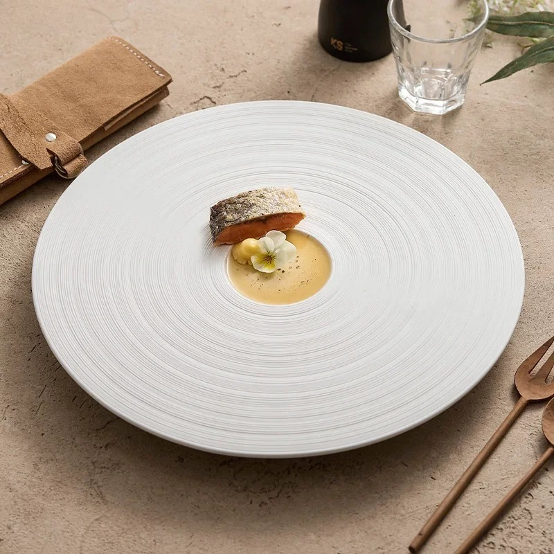 Cake Board Round - Plato de Cerámica Blanco para Postres,