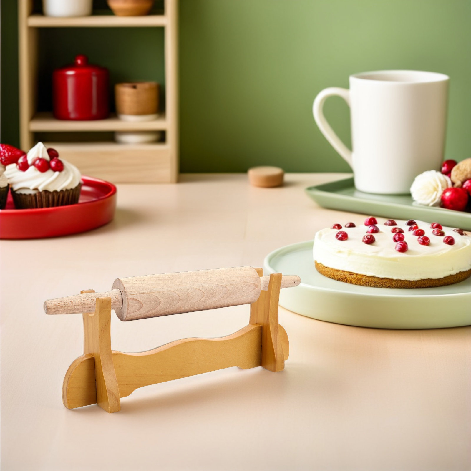 Soporte de Madera para Rodillo - Kitchen Baking Organization reseña y precio