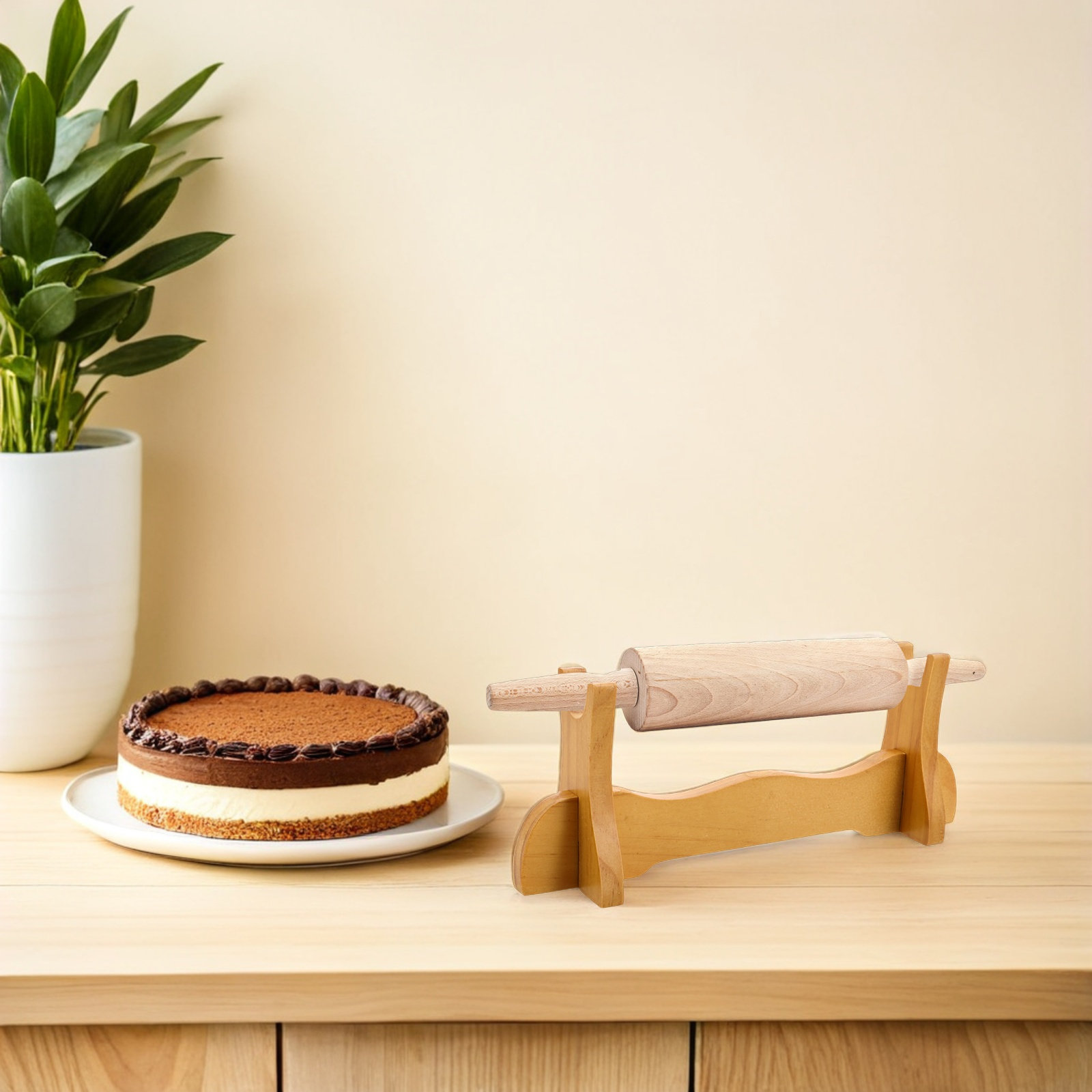 Soporte de Madera para Rodillo - Kitchen Baking Organization reseña y precio